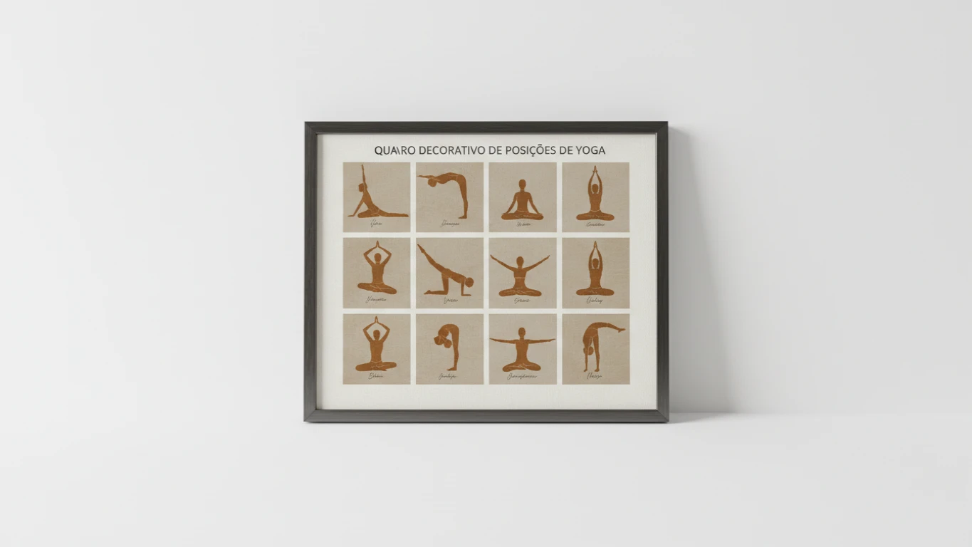 Quadro Decorativo de Posições de Yoga
