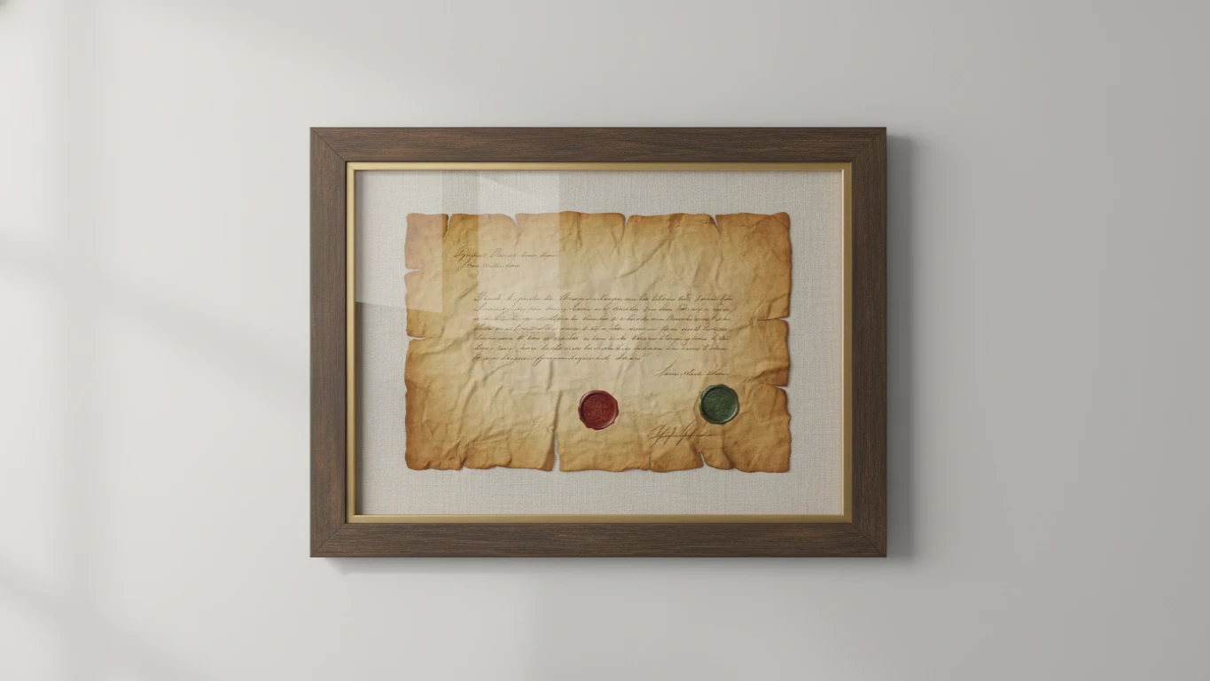 Quadro de Parede com Réplica de Documento Histórico