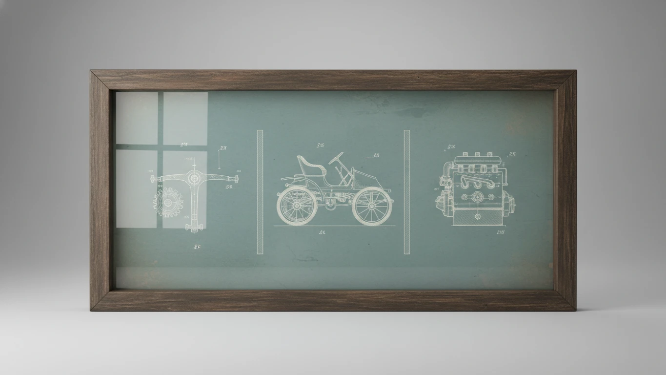 Quadro de Patentes Automotivas Vintage