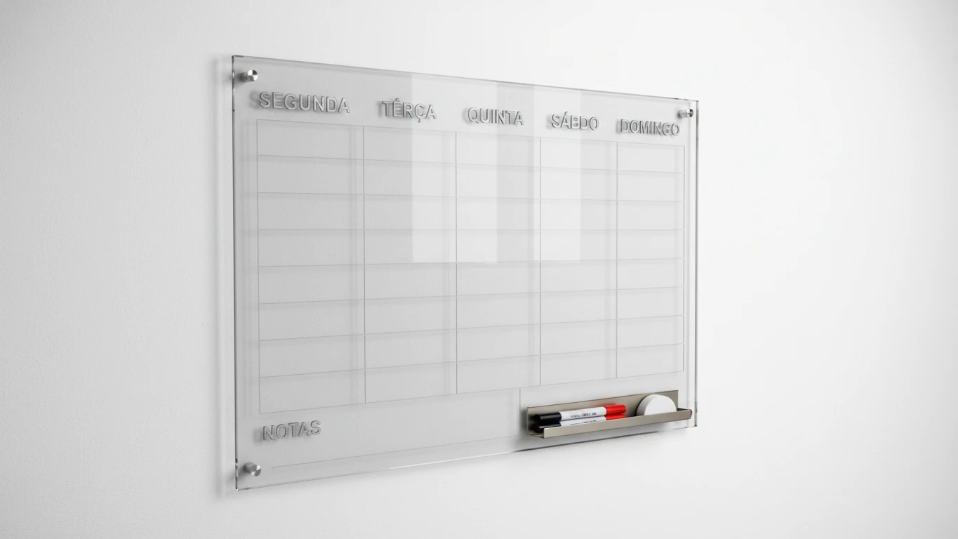Quadro de Planejamento Semanal em Vidro