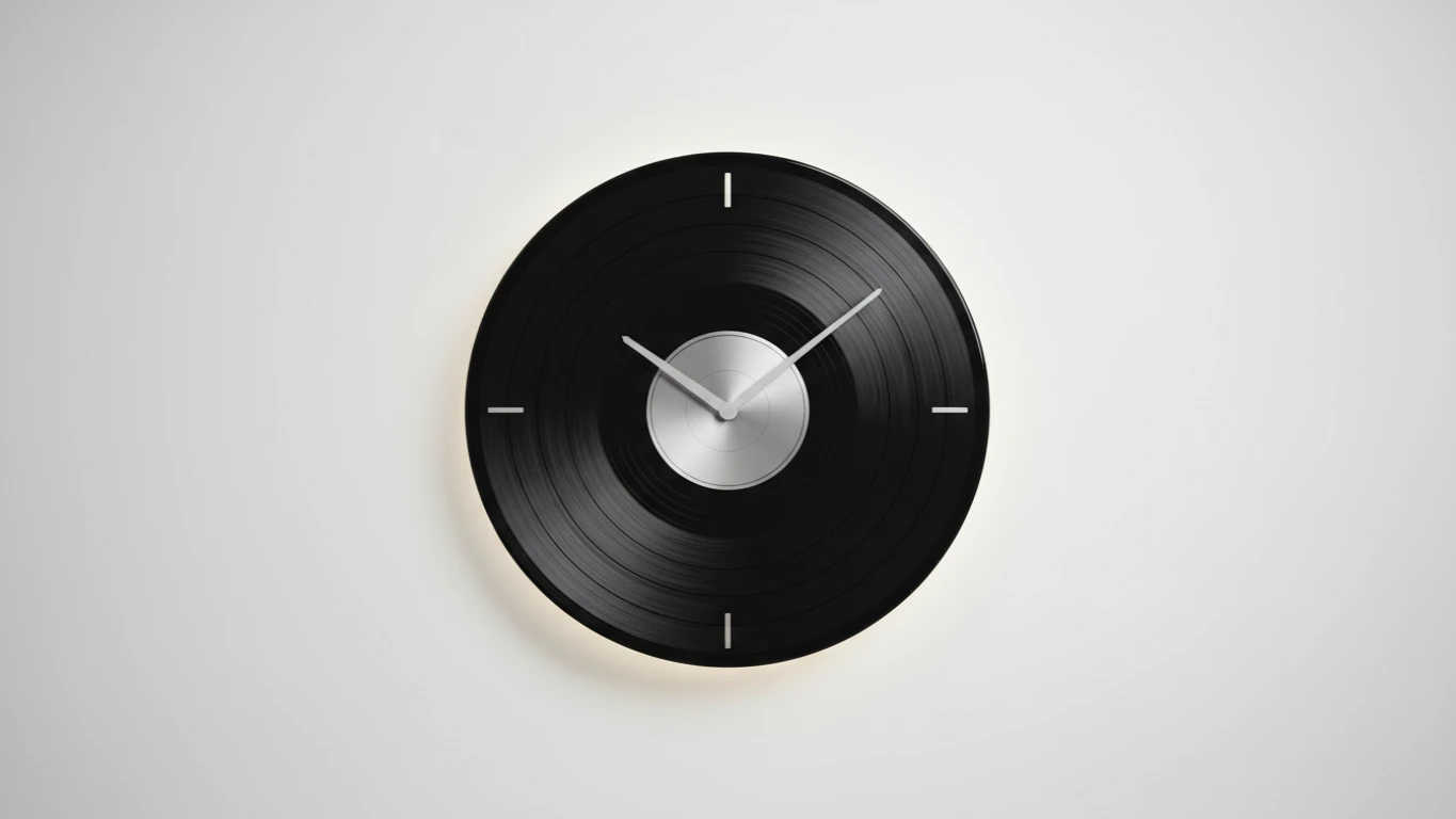 Relógio de Parede em Disco de Vinil