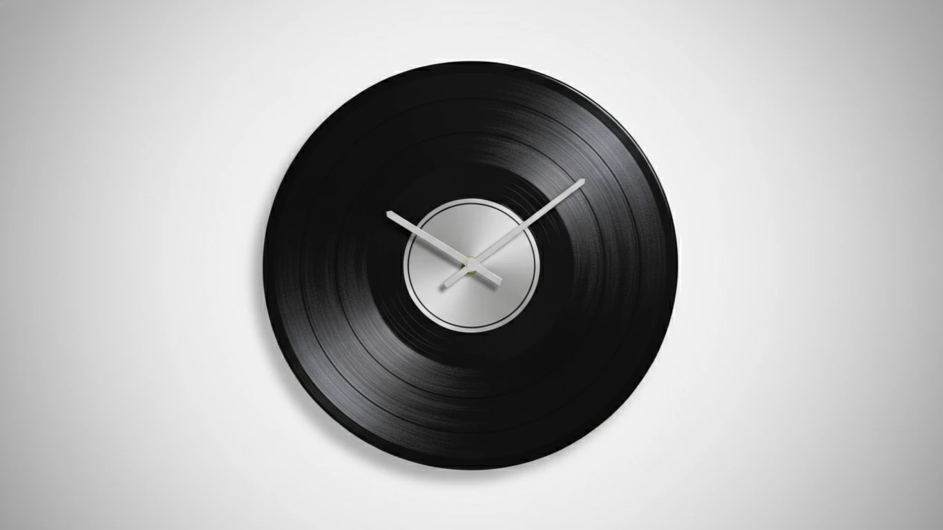 Relógio de Parede feito de Disco de Vinil Real