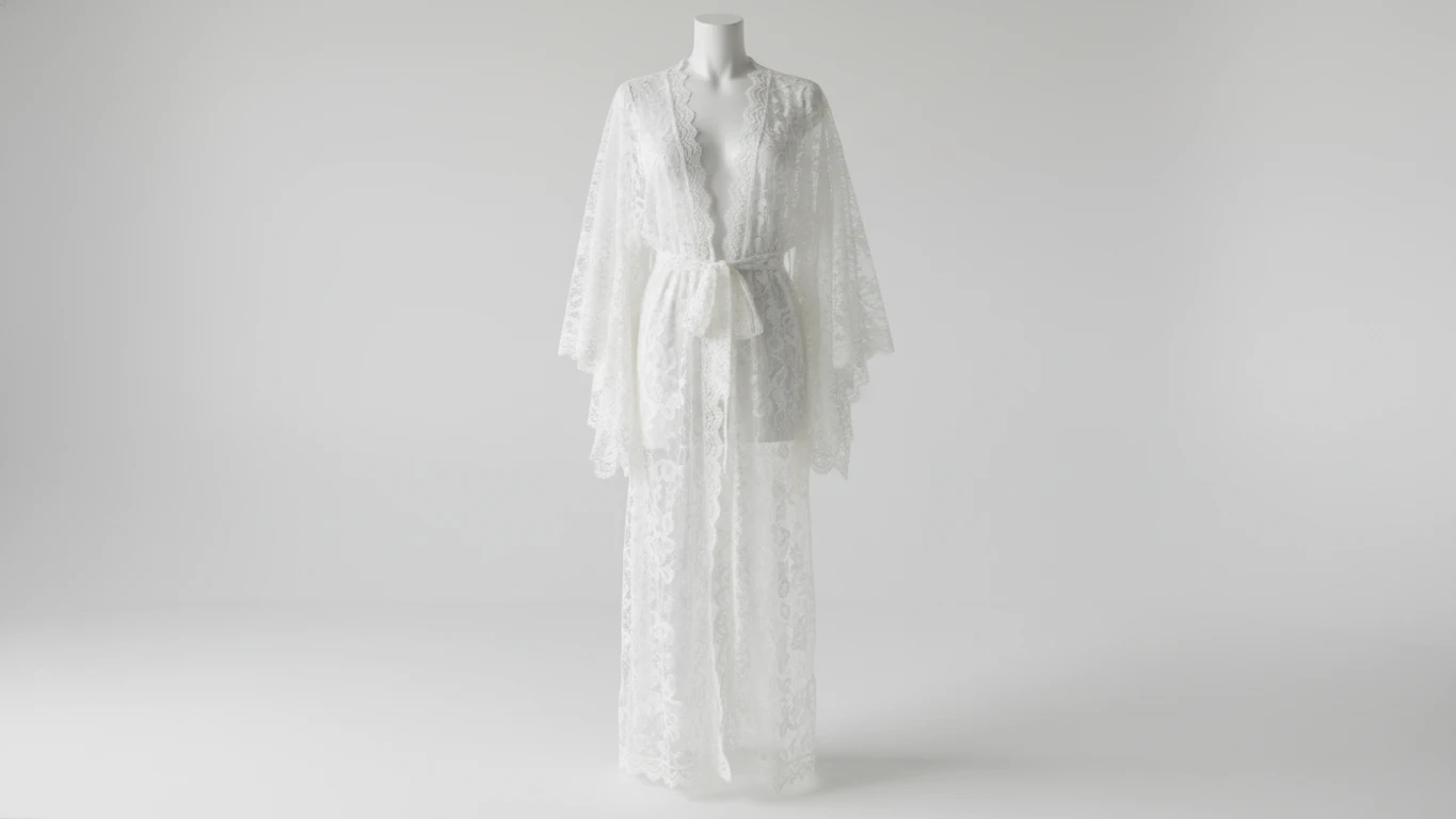 Saída de Praia Estilo Kimono de Renda