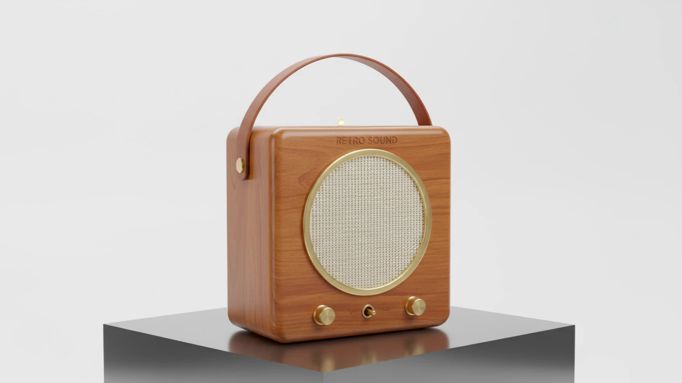 Speaker Bluetooth com Design Retrô em Madeira