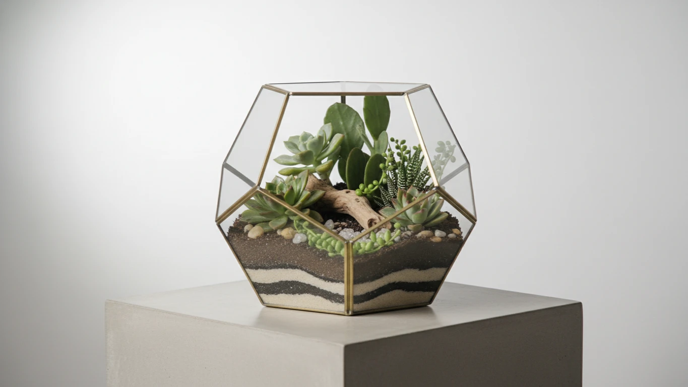Terrário de Plantas Suculentas de Baixa Manutenção
