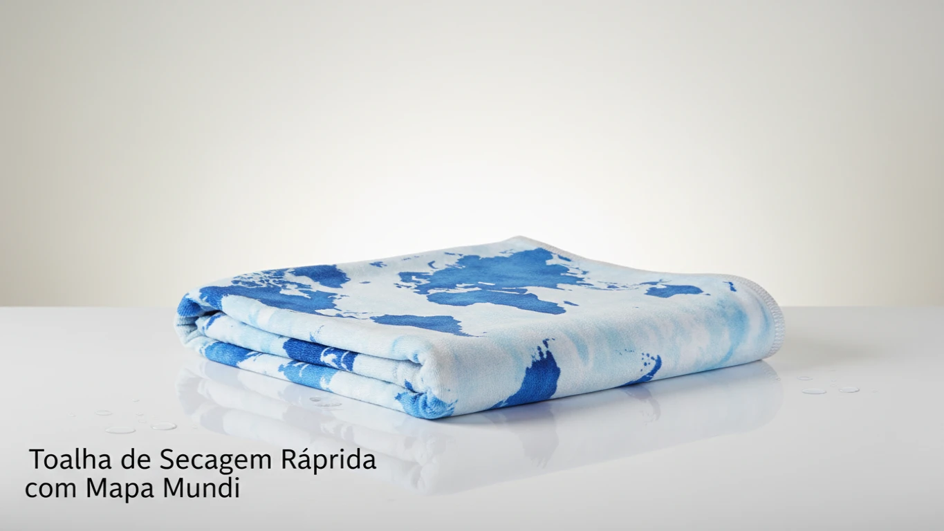 Toalha de Secagem Rápida com Mapa Mundi
