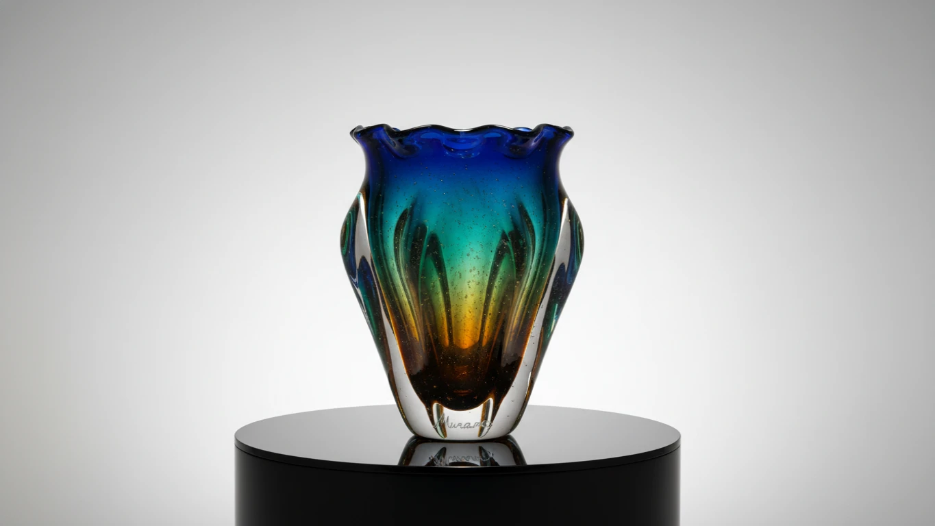 Vaso de Cristal Murano Assinado