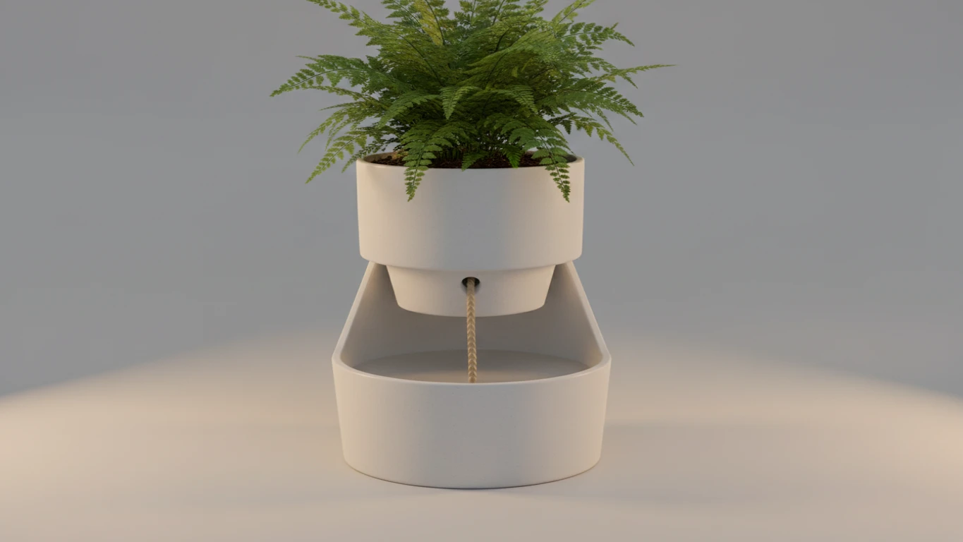 Vaso de Planta Auto-irrigável com Design Moderno