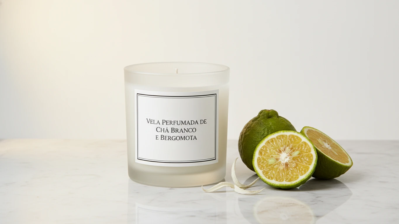 Vela Perfumada de Chá Branco e Bergamota