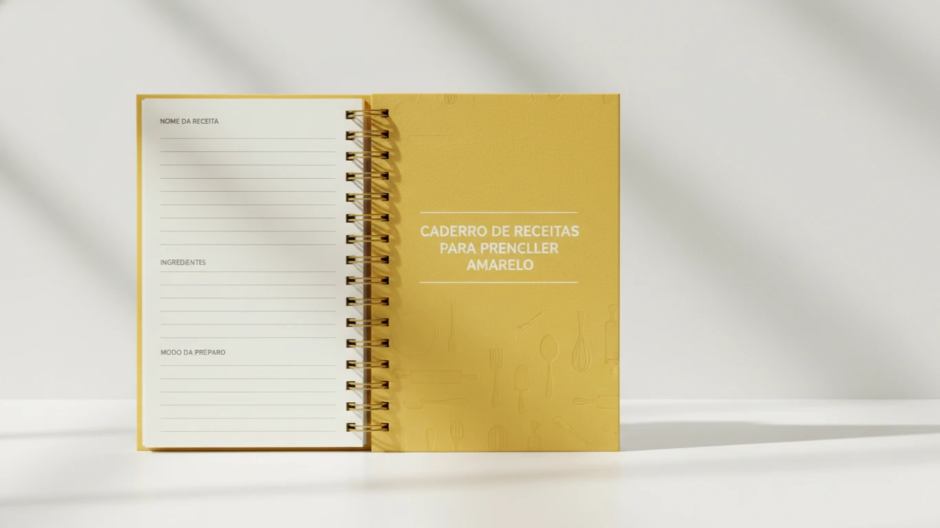 Caderno de Receitas para Preencher Amarelo