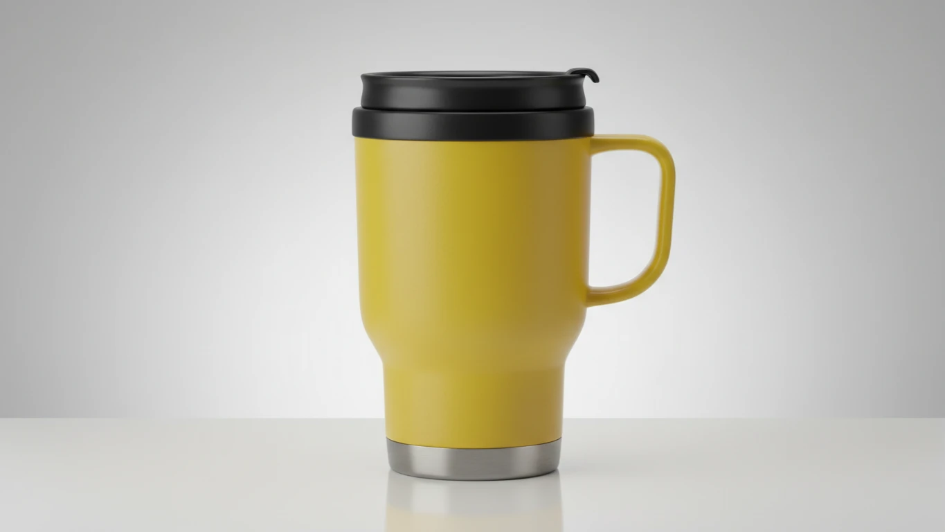 Caneca Térmica com Tampa para Viagem Amarela