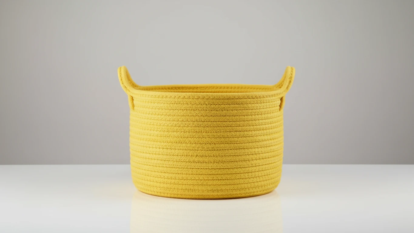 Cesto de Corda Algodão Organizador Amarelo