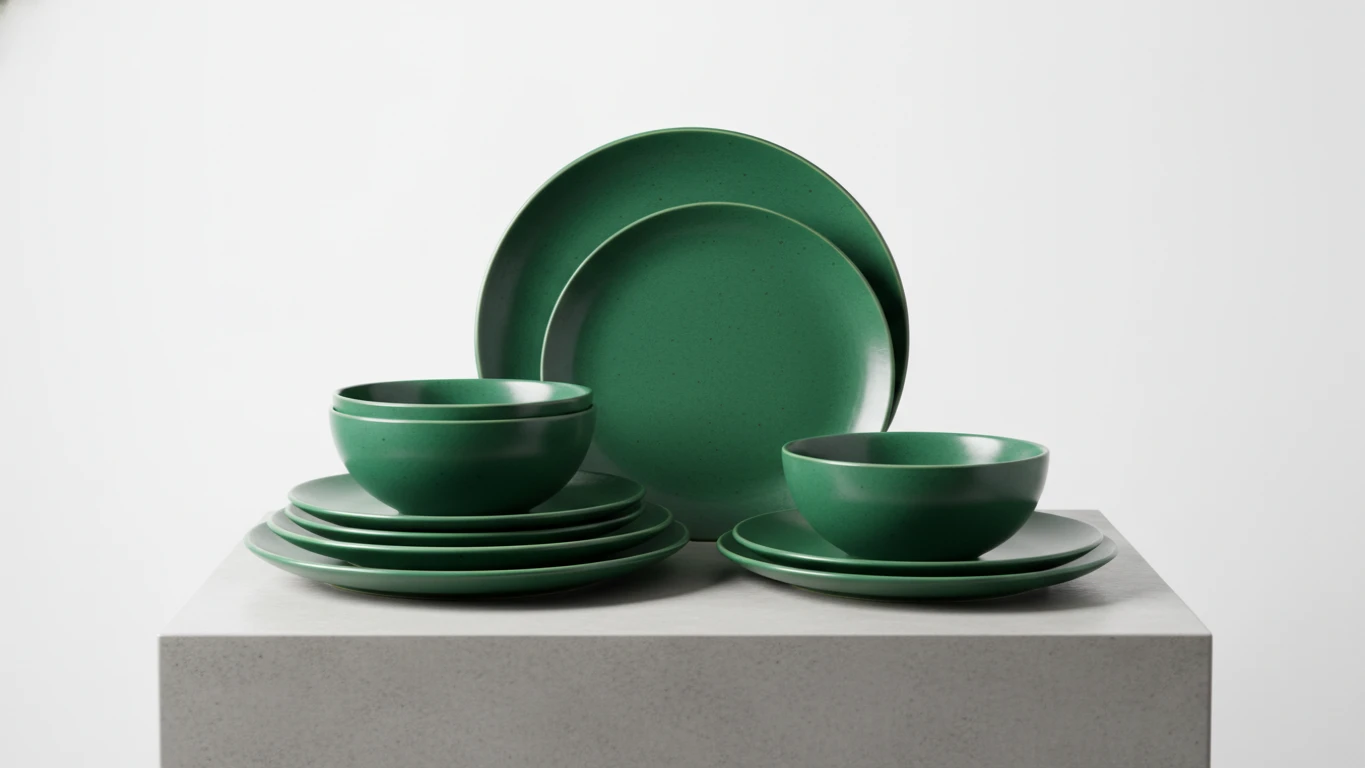 Conjunto de Pratos em Cerâmica Verde