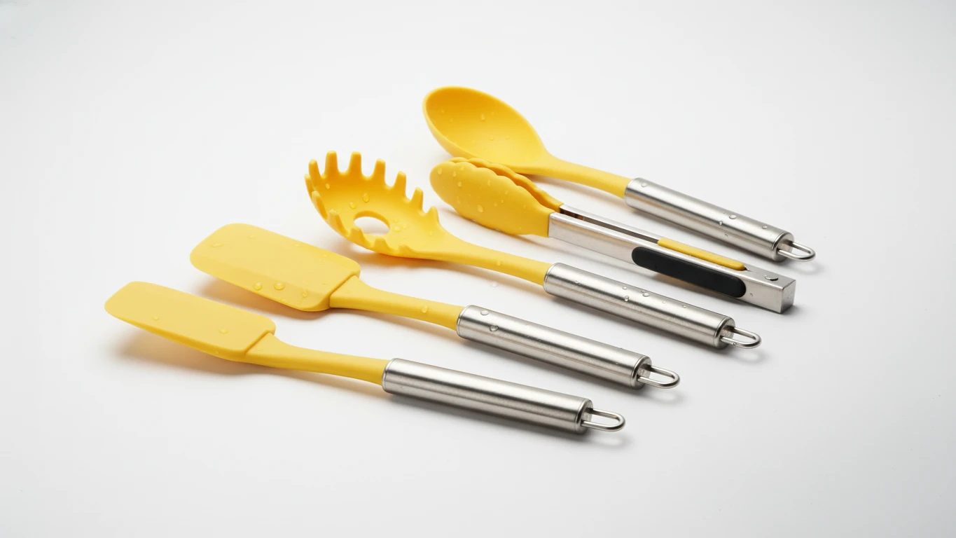 Conjunto de Utensílios de Silicone para Cozinha Amarelo