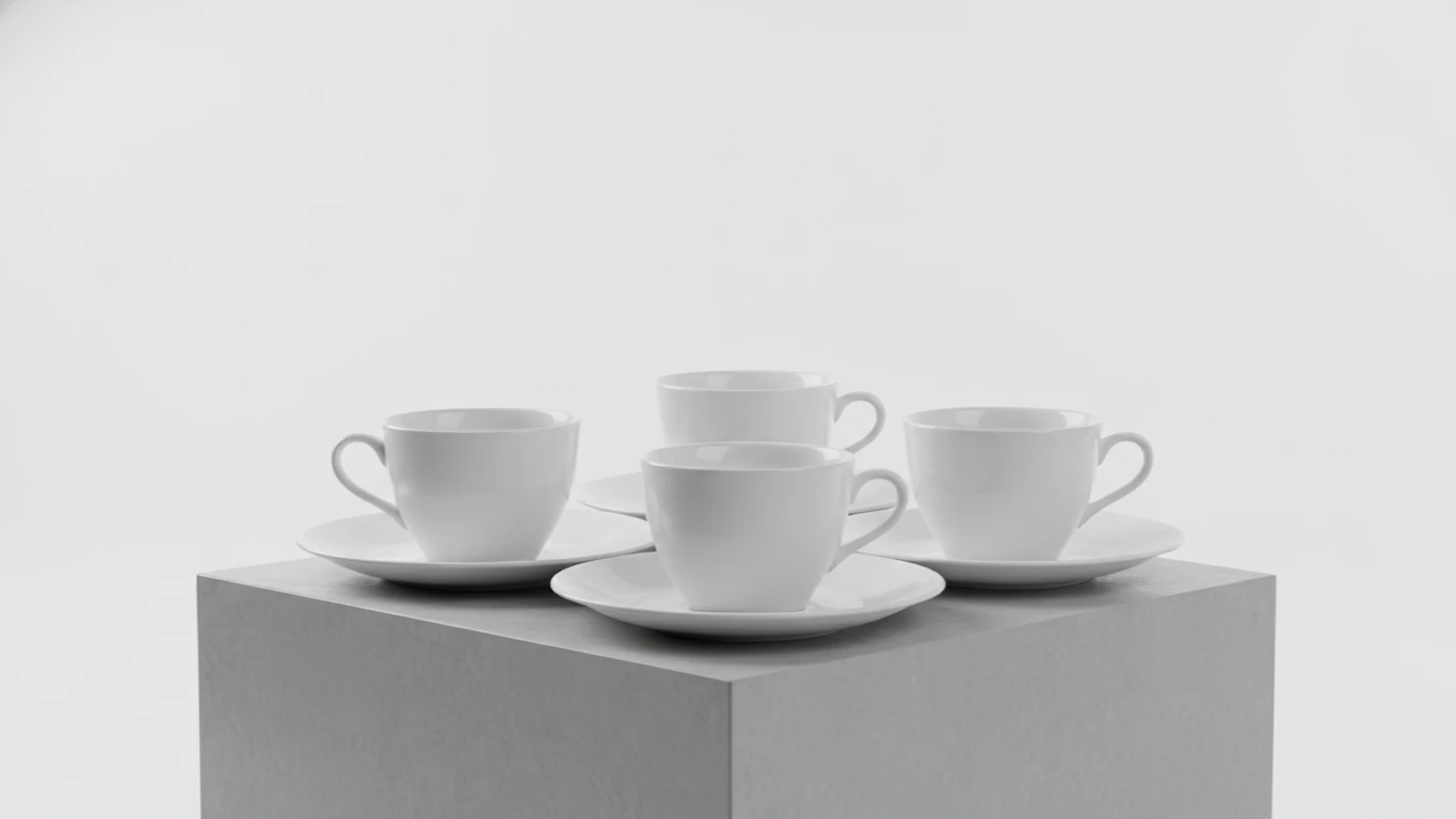 Conjunto de Xícaras de Porcelana Branca