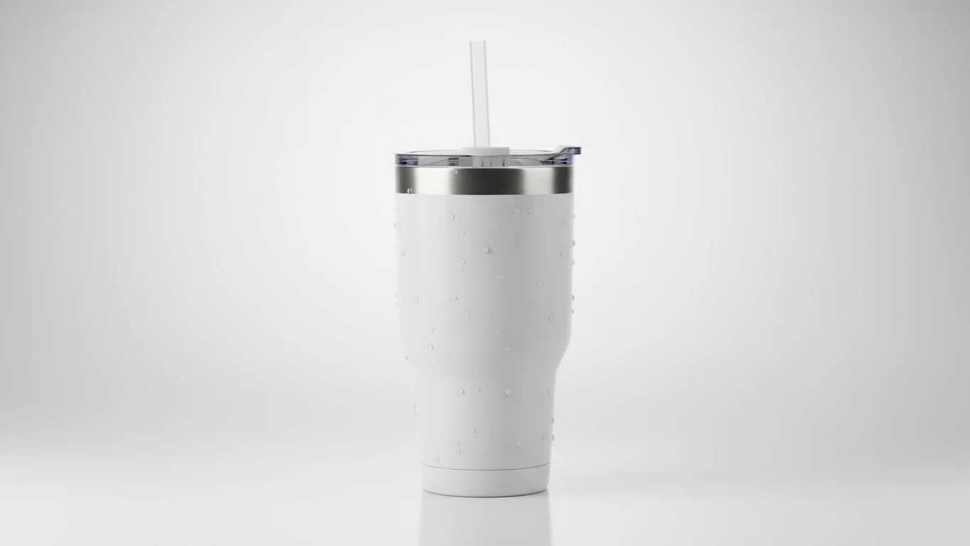 Copo Térmico com Canudo Branco
