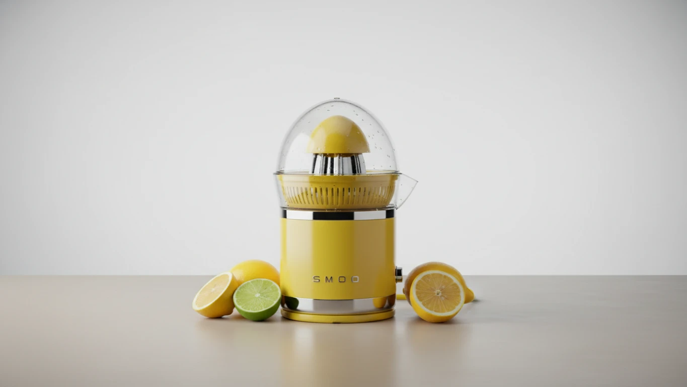 Espremedor de Frutas Elétrico Retrô Amarelo