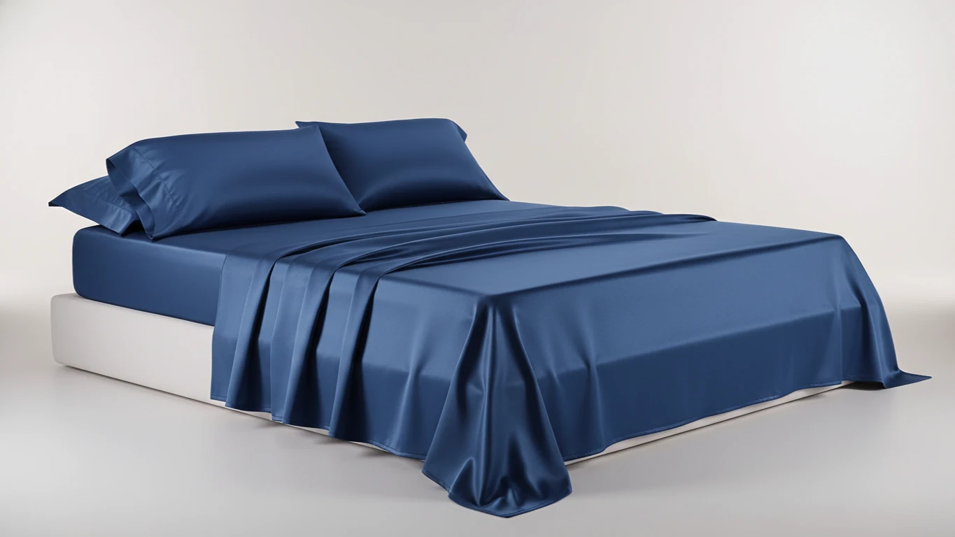 Jogo de Lençol de Cetim Azul