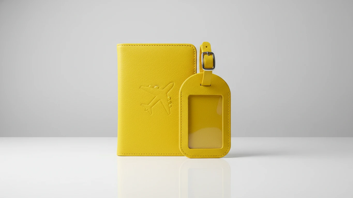 Kit de Viagem com Tag e Capa de Passaporte Amarela