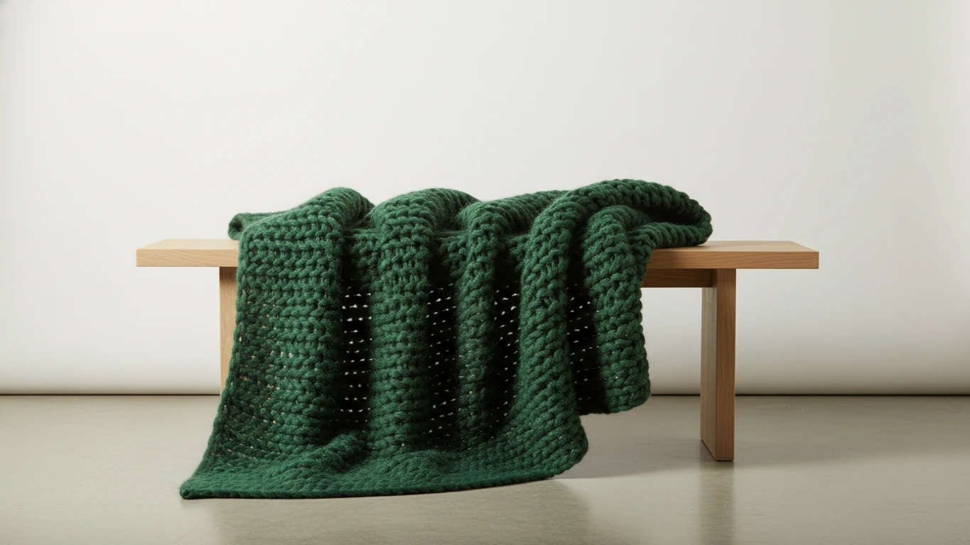 Manta Decorativa em Tricô Verde