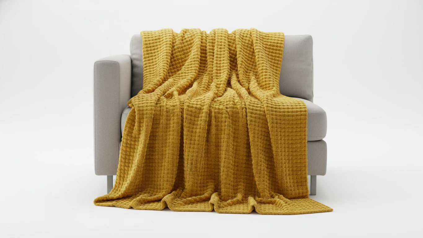 Manta de Sofá Soft com Textura Amarela