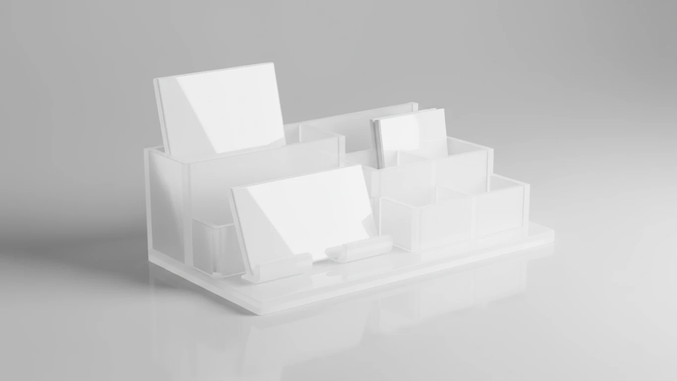 Organizador de Mesa em Acrílico Branco
