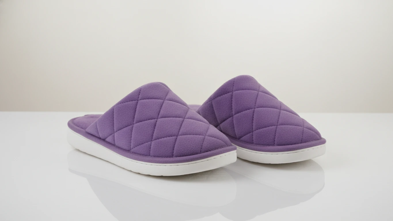 Pantufa de Memória com Fleece Roxa