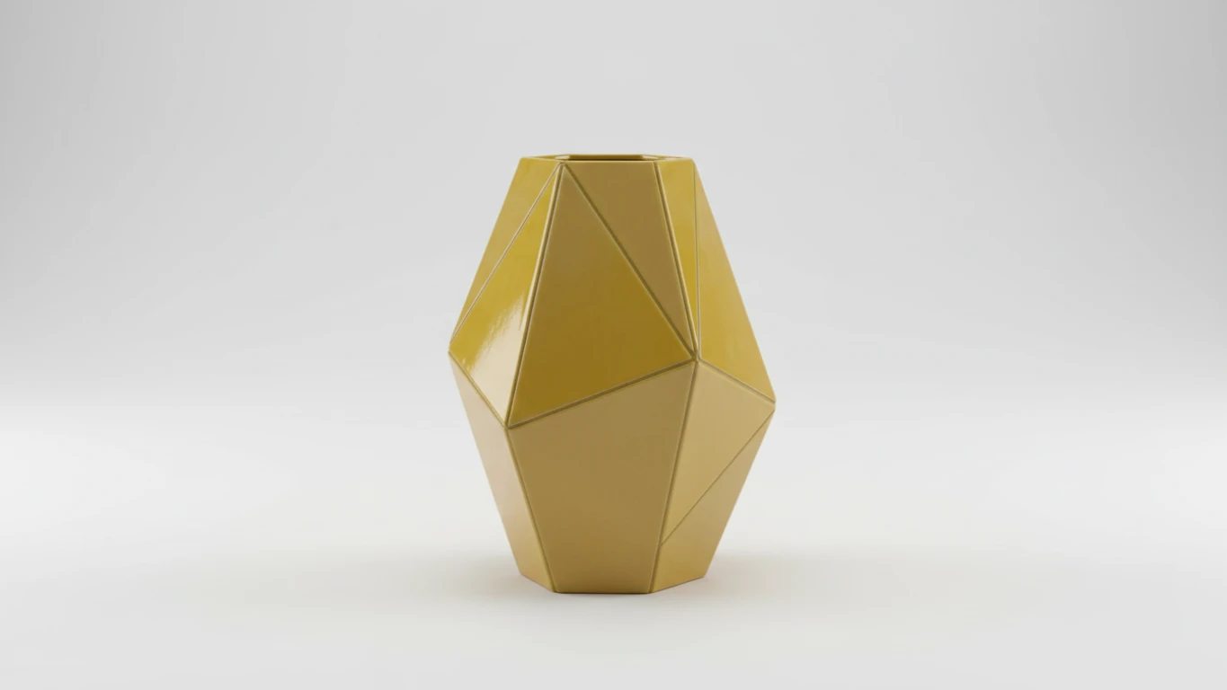 Vaso Decorativo em Cerâmica Geométrica Amarela